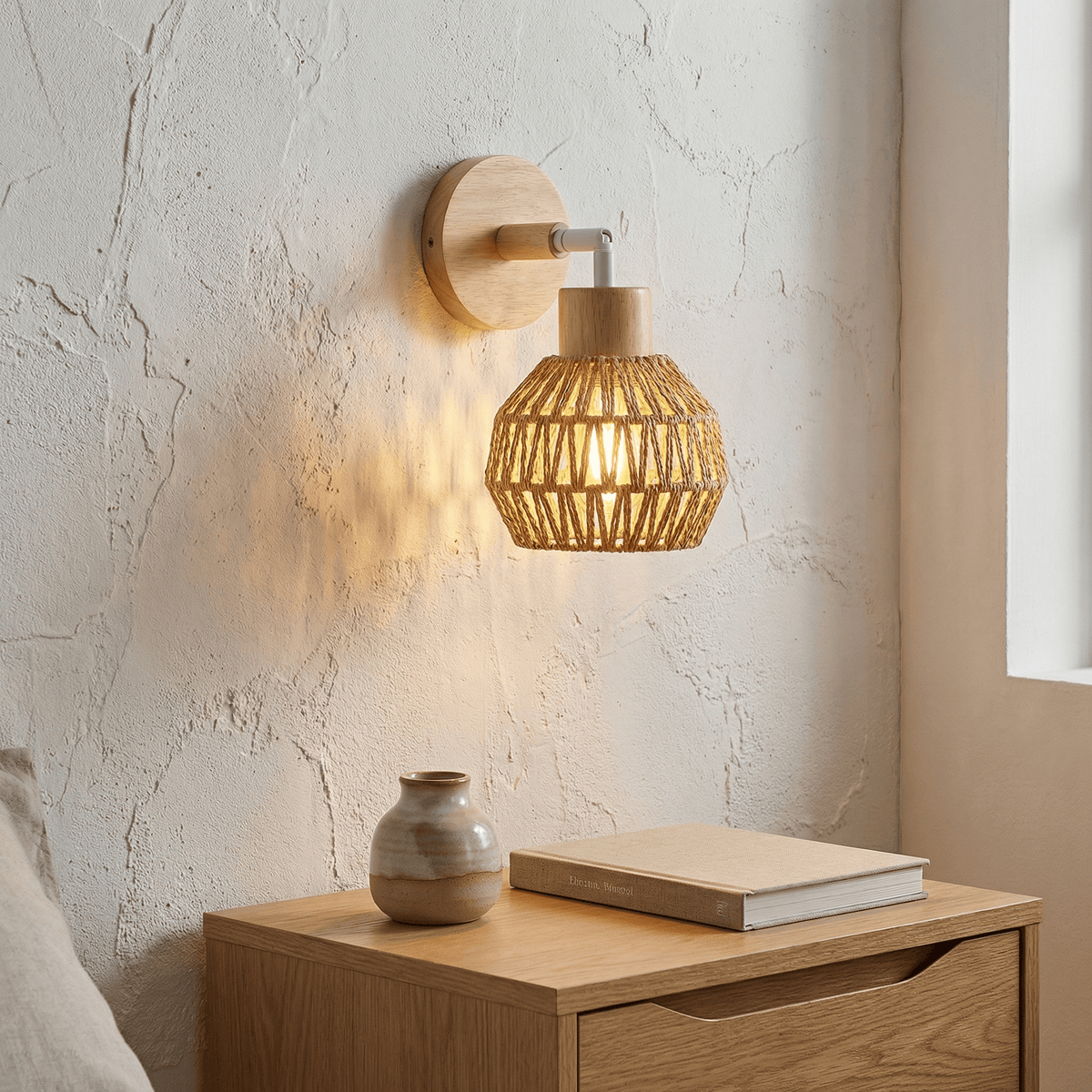 White Rattan Window Shade