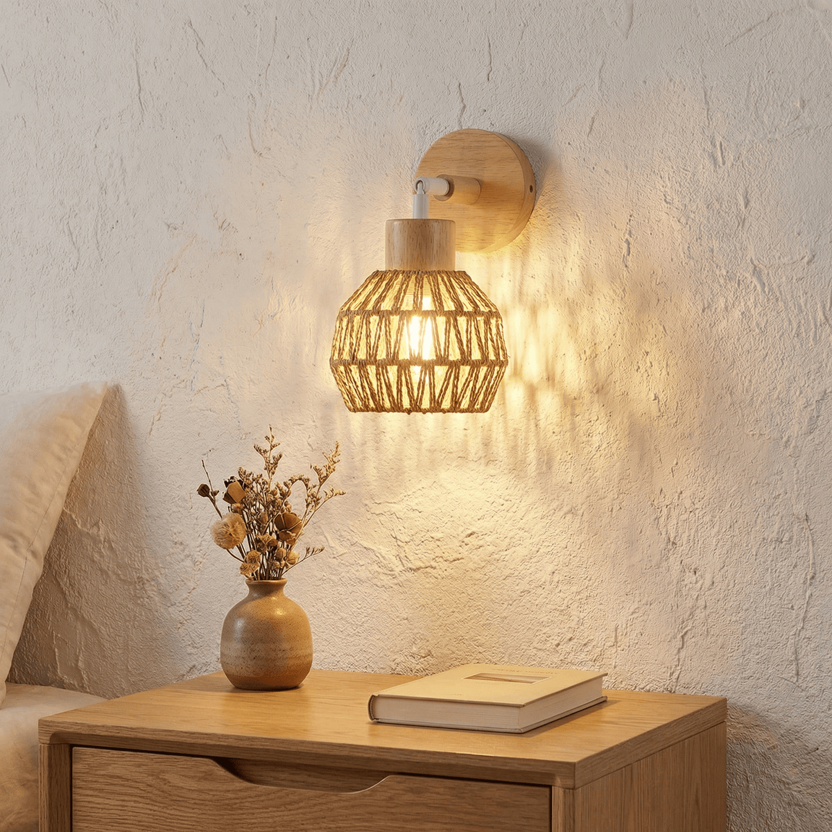 White Rattan Window Shade