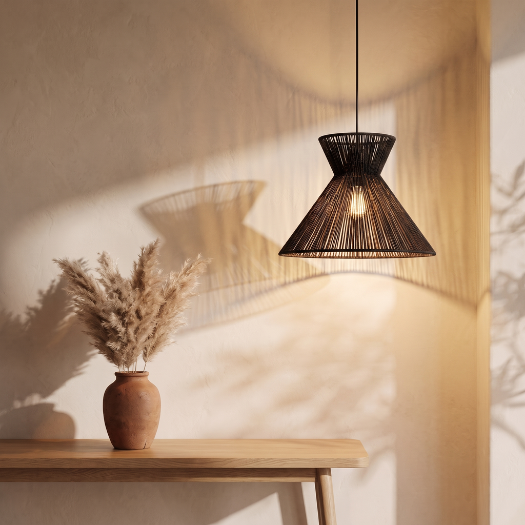 Black Outdoor Rattan Lights