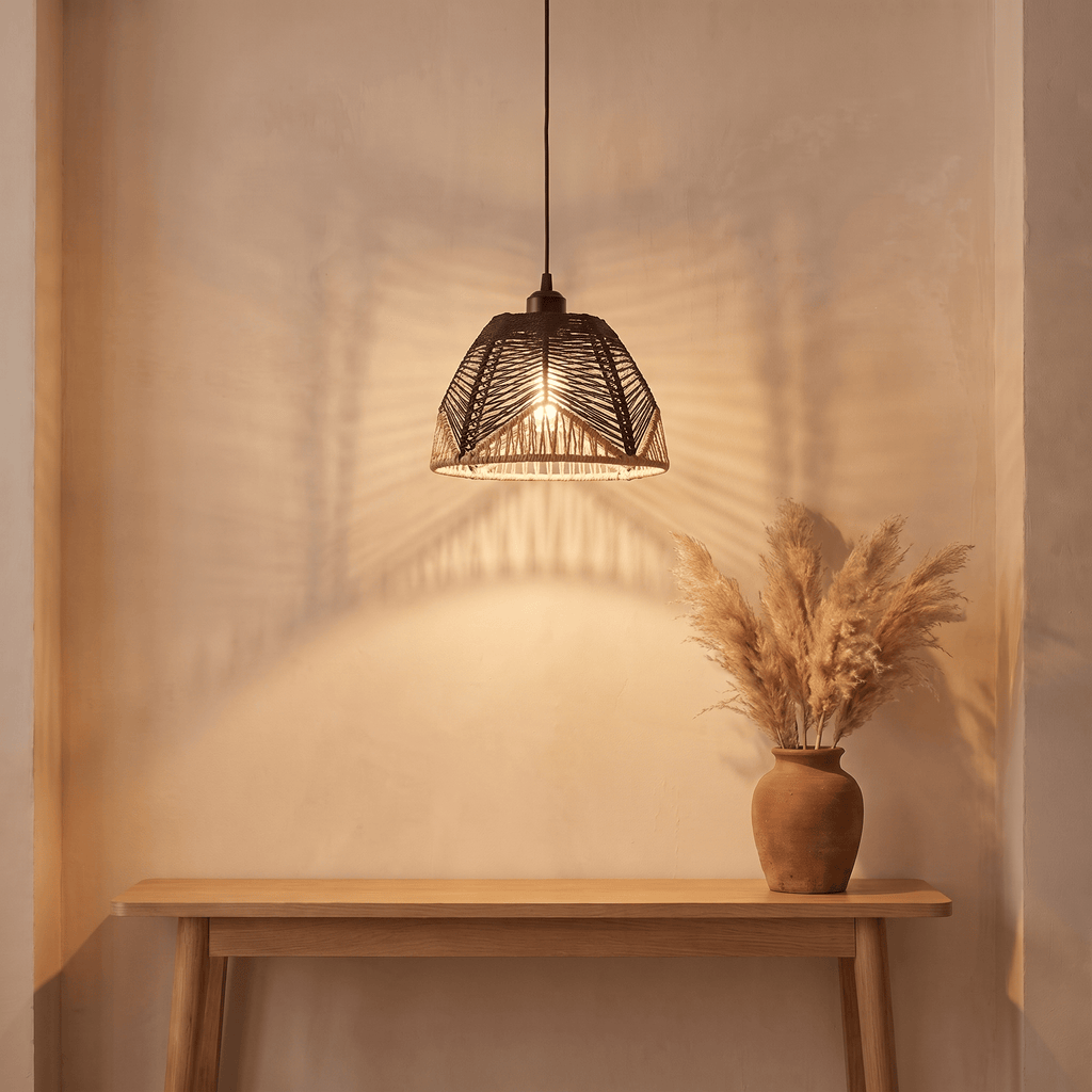 Black Maxim Rattan 1-light Pendant 14461brnab