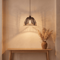 Black Maxim Rattan 1-light Pendant 14461brnab