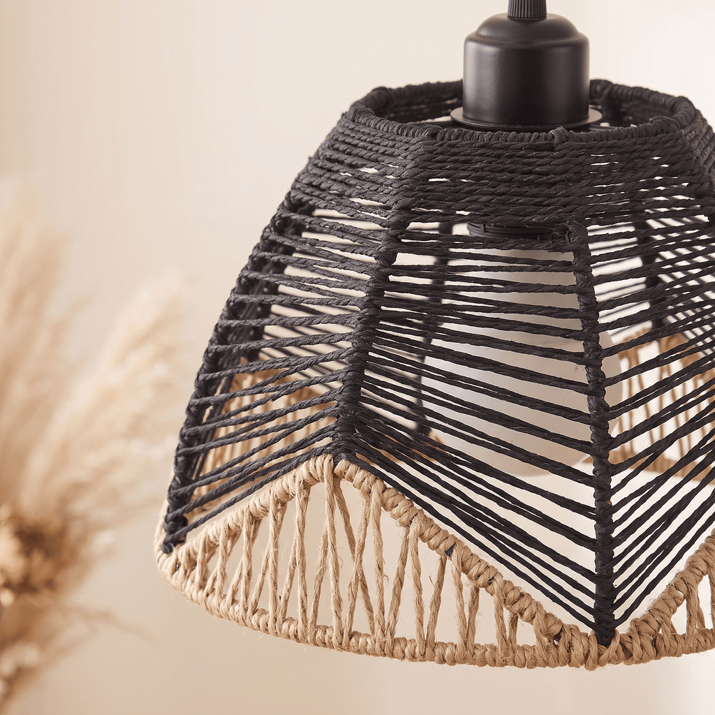 Black Maxim Rattan 1-light Pendant 14461brnab