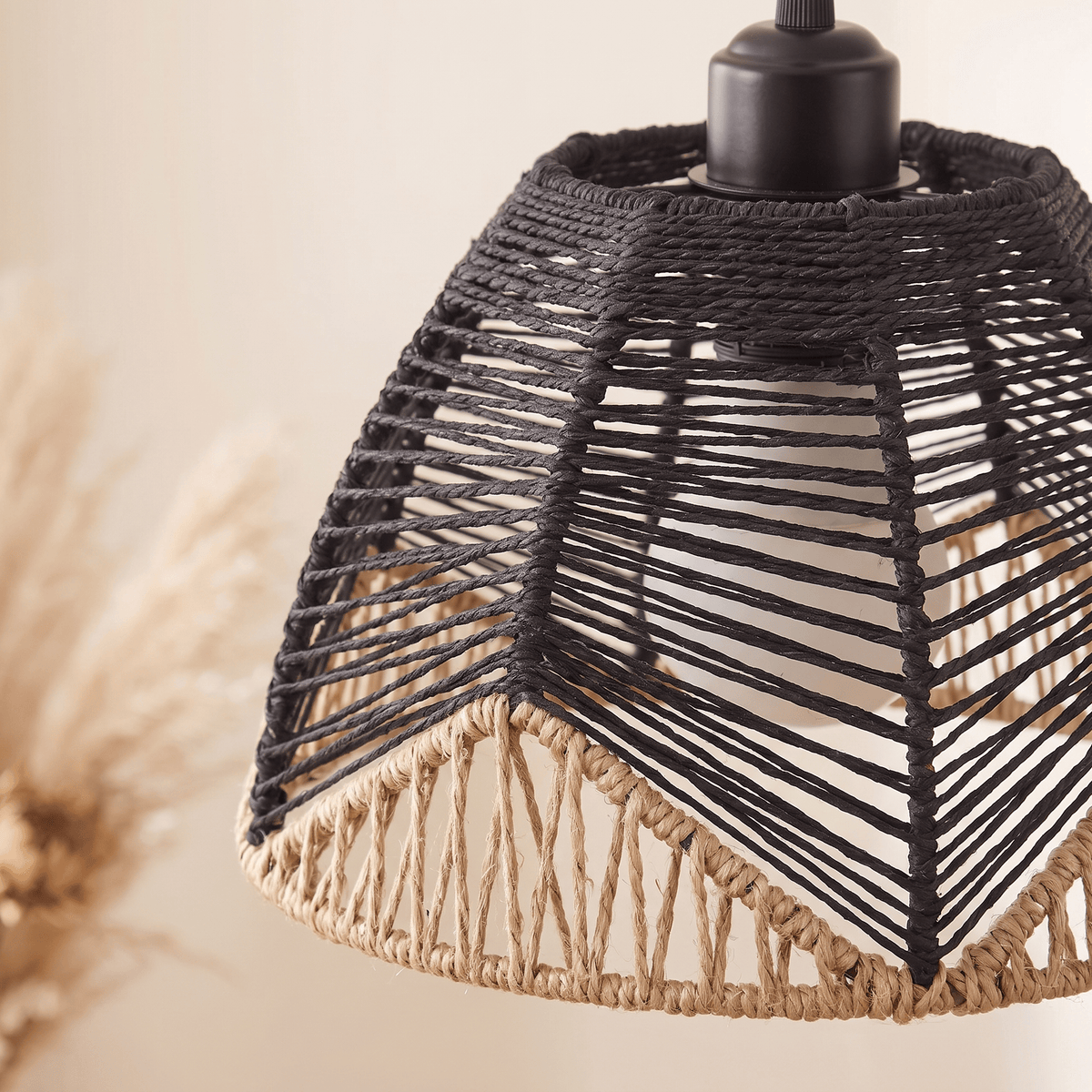 Black Maxim Rattan 1-light Pendant 14461brnab