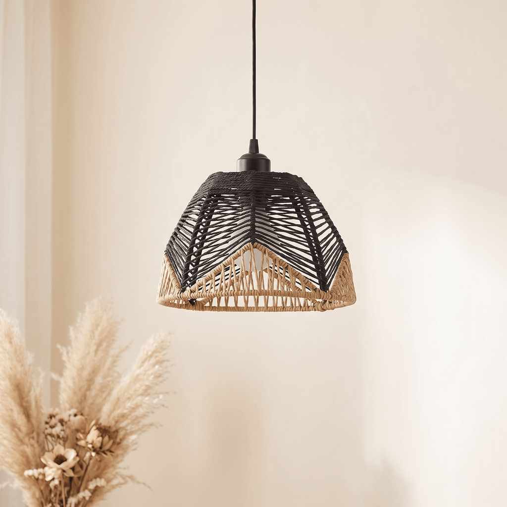 Black Maxim Rattan 1-light Pendant 14461brnab