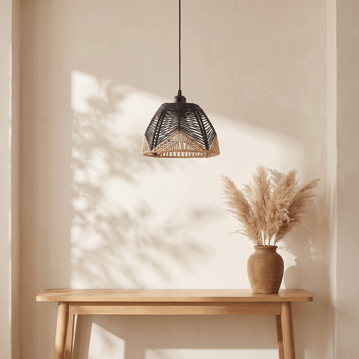 Black Maxim Rattan 1-light Pendant 14461brnab